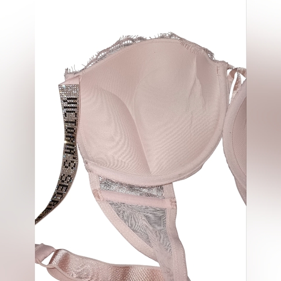 Victoria Secret Very Sexy Pink Lace Bling Straps Push-up Bra Size 36C - Picture 5 of 11